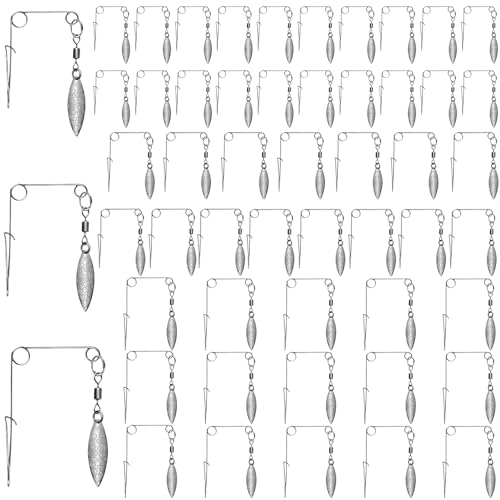 Fishing Spinnerbait Smooth Spoons Kit Fishing Spinner Blades Smooth Spoons Rigs with Willow and Teardrop Making Fishing Lures Replacement Accessories - color: E: 50Pcs silver willow Spinnerbaits Smooth Spoons Kit