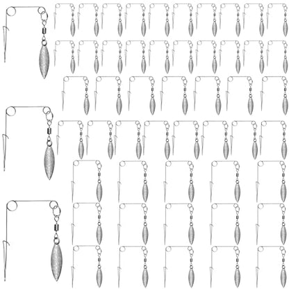 Fishing Spinnerbait Smooth Spoons Kit Fishing Spinner Blades Smooth Spoons Rigs with Willow and Teardrop Making Fishing Lures Replacement Accessories - color: E: 50Pcs silver willow Spinnerbaits Smooth Spoons Kit