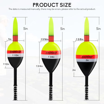 QualyQualy 4PCS Lighted Slip Bobbers Fishing Floats Glow in the Dark Spring Bobber for Crappie Walleyes Fishing - color: 2in - 4pcs