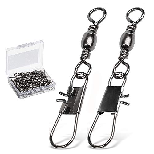 AMYSPORTS Fishing Tackle Barrel Swivel Snap High Strength Snap Swivel Saltwater Stainless Steel Fishing Barrel Snaps Interlock Snaps Freshwater Leader Lure Connnector Accessories - size: Size4/0 (127lb) 25 pcs