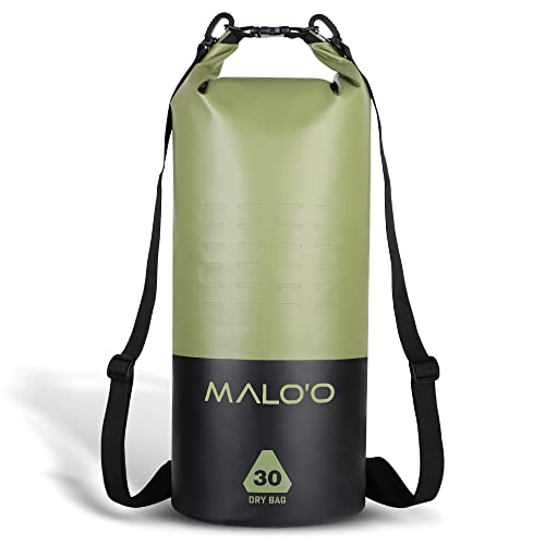 Malo’o DryPack 30L Waterproof Kayak Dry Bag, Heavy Duty Roll-Top Dry Bag with MOLLE Grid and Carry Straps for Fishing, Paddle Boarding, Boating, Camping, and Travel, Green - color: Green, style: 30l Dry Bag