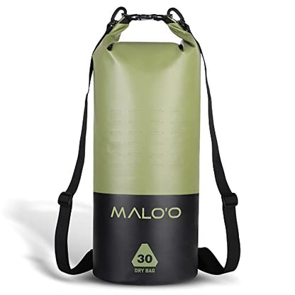 Malo’o DryPack 30L Waterproof Kayak Dry Bag, Heavy Duty Roll-Top Dry Bag with MOLLE Grid and Carry Straps for Fishing, Paddle Boarding, Boating, Camping, and Travel, Green - color: Green, style: 30l Dry Bag