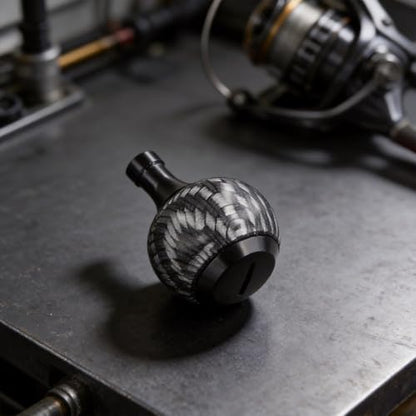 Carbon Fiber Reel Knobs for Daiwa Fuego Reels, Aluminum Spherical Grip Ball Handles with Bearings, Lightweight Fishing Reel Upgrade Parts - color: black