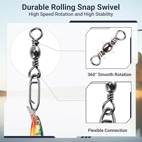QISHUO High Strength Fishing Swivels Stainless Clips Steel Snap Swivels Barrel Connector Saltwater Swivel Fishing Rolling Black Nickel - size: Size 3/0+L (101lb) 25 pcs