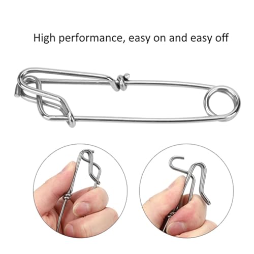 10 PCS Longline Fishing Line Clips Stainless Steel Trotline Clips | Fishing Snap Branch, Reinforced Hook Body, Spring Clasp, One-Touch Push Button, Floats, Sharking, Tuna, Crabbing, Shrimping