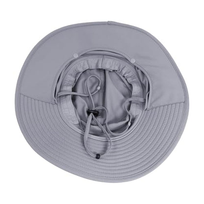Connectyle Men's Wide Brim Sun Hat with Neck Flap UPF 50+ Packable Breathable Boonie Bucket Hat for Fishing Hiking Safari - color: Light Grey