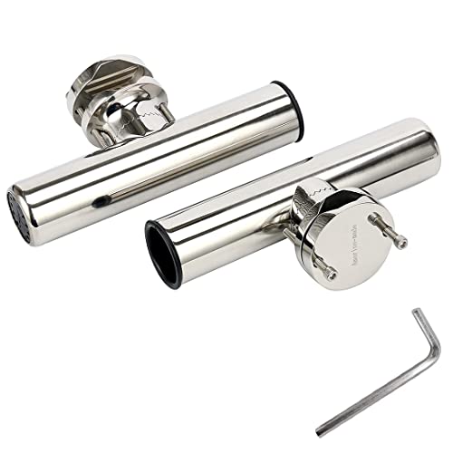 Amarine Made (2x) Stainless Rail Mount Clamp on Fishing Rod Holder for Rails 1-1/4" to 2"