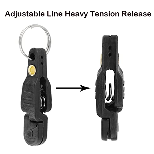 4Pcs Heavy Tension Snap Release Clips Lead Line Clip with Key Ring for Weight Planer Board Kites Downrigger Trolling Fishing - color: Black