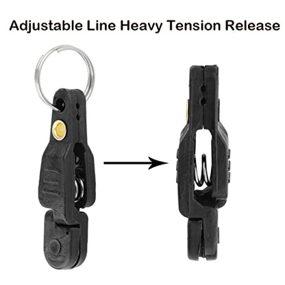 4Pcs Heavy Tension Snap Release Clips Lead Line Clip with Key Ring for Weight Planer Board Kites Downrigger Trolling Fishing - color: Black