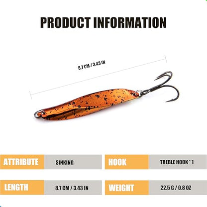 EXAURAFELIS 5pcs Fishing Lures Casting Spoon Lure Fishing Spoons for Trout, Bass, Crappie, Pike, Walleye - Saltwater & Freshwater with Tackle Box - 1/4oz, 3/4oz - color: Color B 3/4 oz