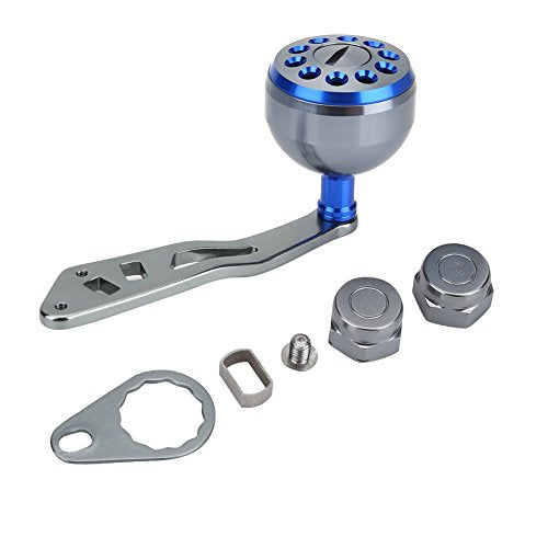 Fishing Reel Handle, Durable Metal Power Handle Replacement with Assembly Parts Baitcasting Reel Knob Grip for Anglers Freshwater Saltwater Fishing