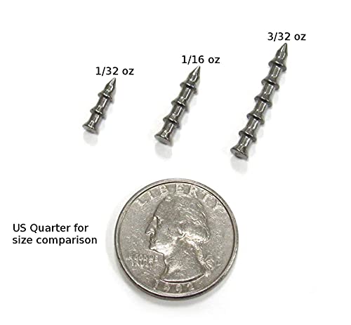 (10 Pack) - Harmony Fishing Company Tungsten Nail Weights [Select Size] (Lead-Free/No Lead Nail Weights for Neko/Wacky Rig Fishing) (Natural, 1/16oz) - size: 1/16oz