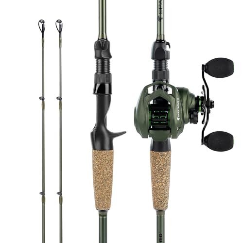 KastKing Spartacus II Twin-Tip Fishing Rod and Reel Combo, Spinning & Casting Combo, Fishing Poles and Reels Combo, KastFlex IM6 Graphite Blanks, 2-Piece Rods with Extra Tip - style: Cast-7'6'' H- Right Handed (2 Pcs+ Extra Tip)