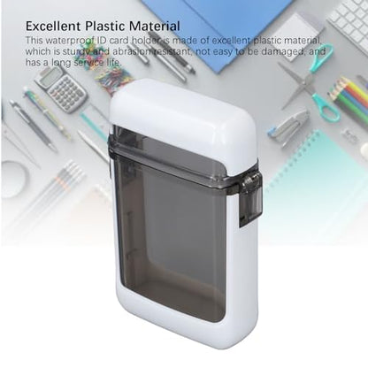 ID Card Badge Holder Case, Airtight Lid with Rubber Seal, Multifunctional Pocket Box for Swimming Rafting Canoeing Surfing Beach (White) - color: White