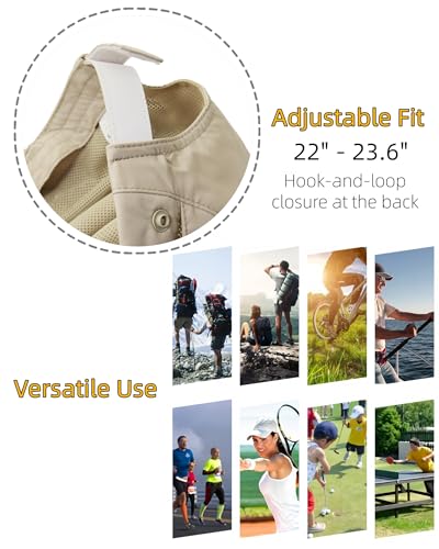 Men Women Safari Fishing Sun Cap with Removable Neck Flap UPF 50+ UV Protection Quick Dry Breathable Hats - color: Khaki