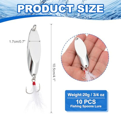 PATIKIL Fishing Spoons, Fishing Lures Casting Spoon Treble Hooks Jigs Hard Metal Spinner Baits - color: Silver Tone, size: 3/4 oz