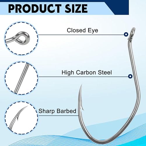 Catfish Hooks Big River Bait Hooks, 80pcs Live Cut Bait Fishing Hook Beak Offset Octopus Trotline Hook Catfishing Tackle Gear for Saltwater Freshwater Fishing - size: 1#-80pcs