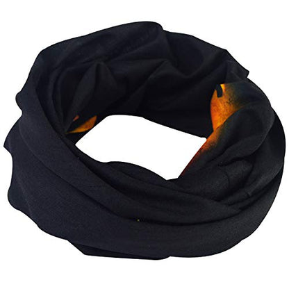 Obacle Bandana Face Mask Neck Gaiter Tube Mask Men Women for Sun Dust Protection - color: Dark Gold Face With Black Holes