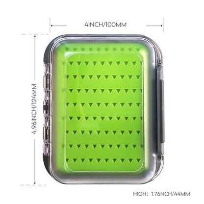 Aventik Silicone Fly Fishing Box Jig Box Waterproof Streamer flies Case Double Sided Clear Lid Storage Lure Case Saltwater Freshwater (SB:4.96x4x1.76inch) - style: SB:4.96x4x1.76inch