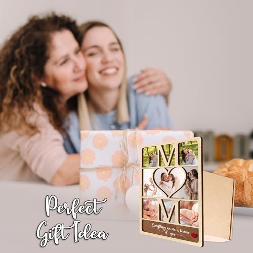 Personalized Wooden Mom Picture Frame, Custom Mother's Day Frame with Photo, Best Mom Ever Gifts, Gift Ideas for Mum Birthday from Daughter Son, Meaningful Gifts for Wife From Husband - color: 0. Mom-02