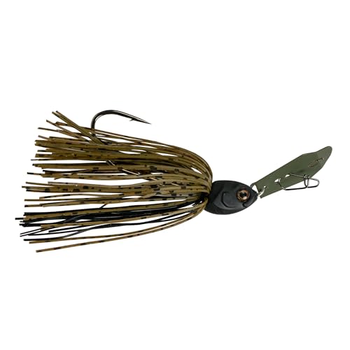 6th Sense - Jigsaw Bladed Jig for Bass Fishing, Vibrating Swim Jig, Reaction Bite Bait - color: Green Pumpkin Black, size: 3/8oz.