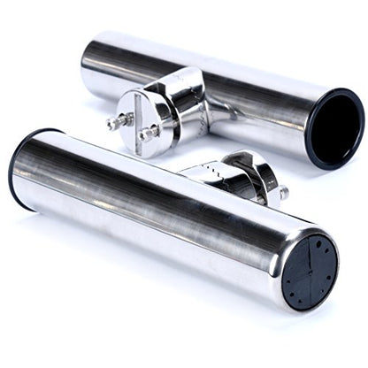 Amarine Made Boat 4pcs Fishing Rod Holder, Stainless Rail Mount Clamp on Rod Holder, Adjustable Fishing Pole Holder for Rails 7/8" to 1"