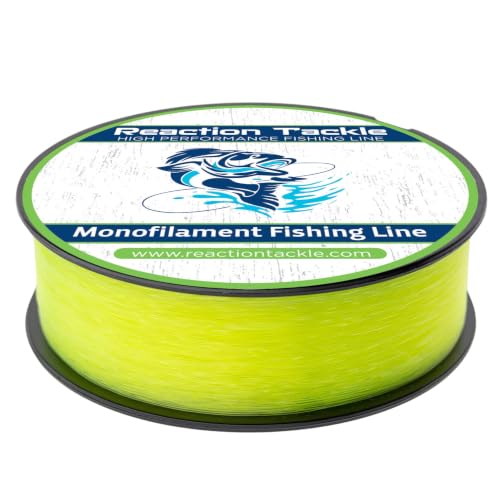 Reaction Tackle Monofilament Fishing Line - Premium Nylon Mono Line, Strong & Abrasion-Resistant, Low Memory for Smooth Long Casts - Freshwater & Saltwater - color: Yellow, size: 12lb (1400 Yards)