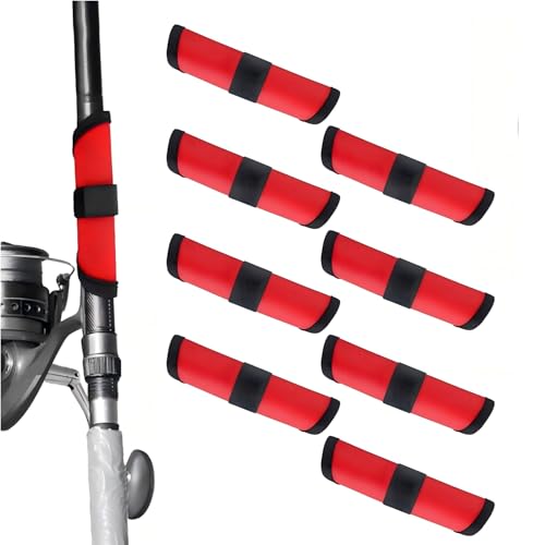 New 8Pcs Fishing Hook Covers,6 Inch Lure Wrap Bait Gloves Fish Hook Storage Protectors Pole Sleeve Guard to Keep Fishermen Fishing Safe for Fish Rod - color: Red