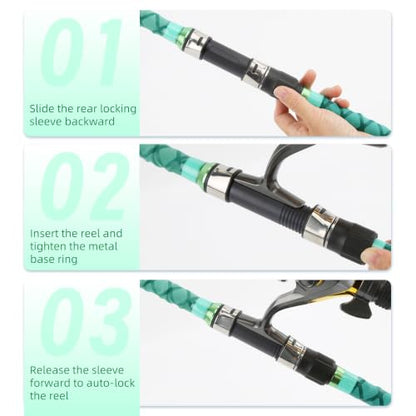 Surf Rod Saltwater 9ft- 4-Piece Carbon Fiber Surf Fishing Rods, Portable Travel Surf Spinning Rod with 20-40lb Power Green Blue - color: Green, size: 10FT Surf Rod