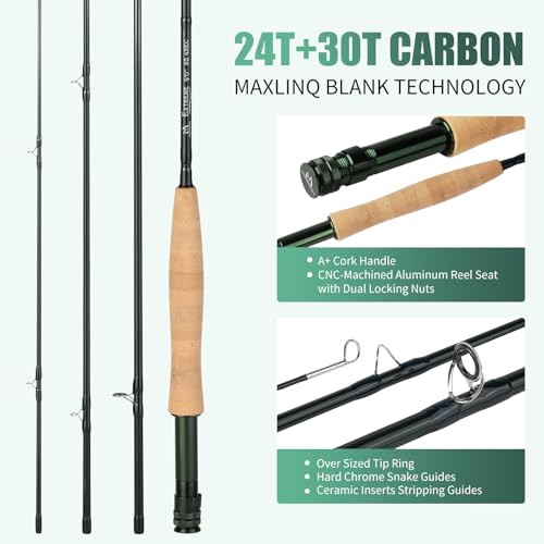 M MAXIMUMCATCH Maxcatch Extreme Fly Fishing Combo Kit 3/5/6/8 Weight, Starter Fly Rod and Reel Outfit, with a Protective Travel Case - color: 3wt 8‘4“ 4pc Rod,3/4 Reel