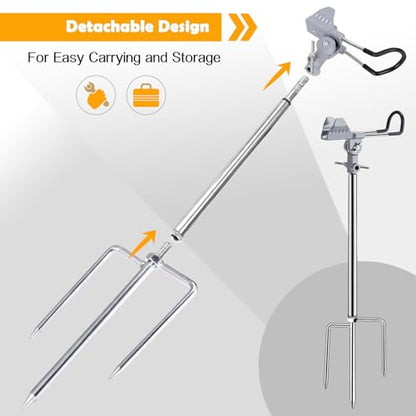 Fishing Rod Holders, Fishing Pole Holders for Ground, Multifunctional Stainless Steel Beach Fishing Rod Holder Fishing Gifts for Men(2 Pack ) - color: Silver