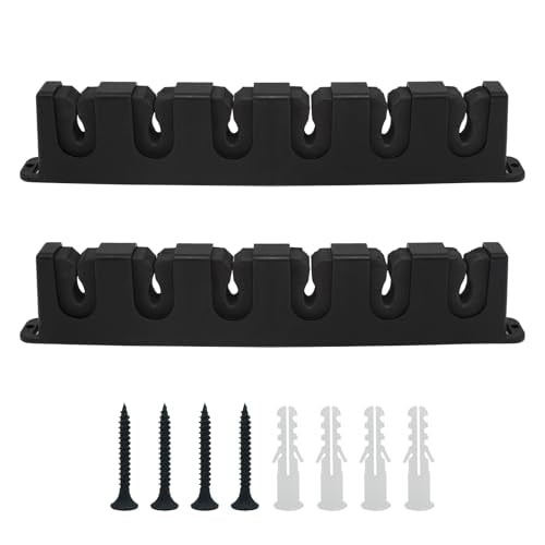 PINE & LINEN 6-Rod Wall-Mounted Fishings Rods Rack,Rod Holder Garage Fishing Pole Holder,Storage Racks for Boat/Fishing Enthusiasts(Horizontal-Black,1 Pair) - color: Black, size: Horizontal