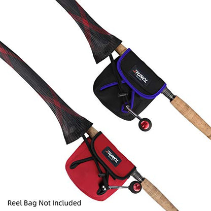RUNCL Fishing Rod Sleeves & Reel Bags, Spinning/Casting Rod Socks & Spinning/Baitcasting Reel Covers - Protection Solution, Space Saver, Perfect Storage - Fishing Pole Sleeves & Reel Pouch (2 Pack) - color: Spinning Rod Sleeves*2pcs,(Red & Black)