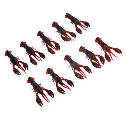 Flexible PVC Soft Fishing Lure Crawdad Baits, Set of 10 Portable Shrimp Lures, Reusable Elastic Bait for Outdoor Fishing Enthusiasts - color: Sauce red