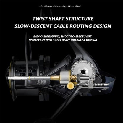MF Surf Fishing Reel,10000 12000 Size,Long Cast Spinning Reel,56LB Drag Power, 4.6:1 Speed Ratio, Aluminum Spool+ CNC Machine Handle&Carbon Knob, Large Cpacity for Beach & Offshore Fishing