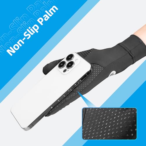 ROCKBROS UV Protection Gloves Soft Thin Women’s Sunscreen Gloves Anti-Skid Ice Silk Gloves with Removable Fingertips for Cycling Driving Running - color: blak