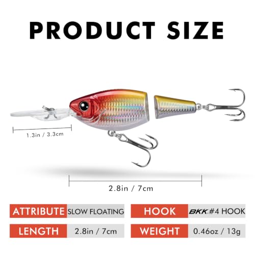 TRUSCEND Swimmax Easy Catch Fishing Lures with BKK Hooks, Wiggling, Vibrating, Rattling and Gurgling for More Bite, Heavy-Duty Dyneema Fiber Jointed Swimbaits for Bass, Trout, Walleye, Crappie, Pike - color: E1-2.8"-0.46oz