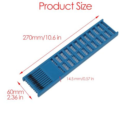 Fishing Snelled Hook Holder, 2-Pack Double-Sided Lead Tray with Spring Clips, 6x27cm Blue and Green Plastic Organizer for Fishing Rigs, Hooks, Lures and Jigs