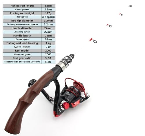 62cm Ultra-Light Ultra-Short Spinning Ice Fishing Rod Reel Set Carbon Fiber Travel Pole Tackle Type 7