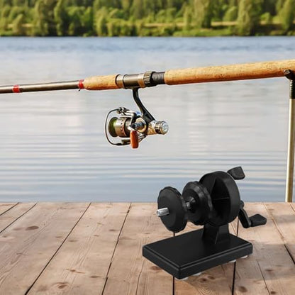 Fishing Line Spooler,Line Winding Machine,Adjustable Reel Tool with 1:3.7 Gear Ratio,Suction Base for Glass or Table,Metal and Plastic Build,Black