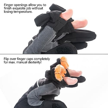Bassdash WintePro Insulated Fishing Gloves Water Repellent with Fleece Lining Cold Weather Winter Gloves for Men Women Ice Fishing Hunting Photography Hiking - color: Black, size: Large