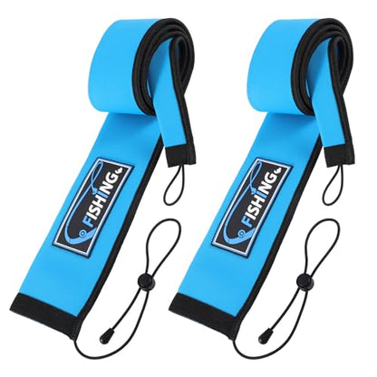 2Pcs Neoprene Fishing Rod Sleeve for Casting, Trolling, Spinning Rods – Lightproof & Puncture Resistant Rod Cover - color: Blue, size: 58" - 2Pcs