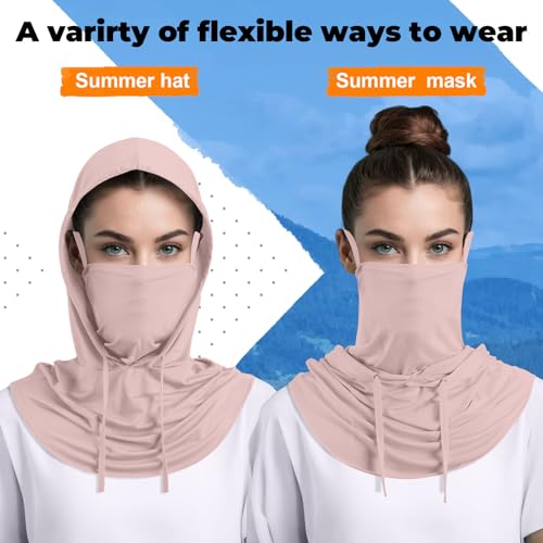 Funtery Summer Cooling Balaclava Mask, UV Protection Hood Mask Breathable Cycling Face Cover Full Head Scarf for Men Women - color: Black, White, Pink, Light Blue