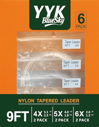 YYKBlueSky Fly Fishing Line Combo, 100ft WF5F Weight Forward Floating Fly Line, 55yds 20lbs Backing Line, 9ft Tapered Leaders 4X/5X/6X, 30m Nylon Tippet 4X/5X/6X Complete Kit