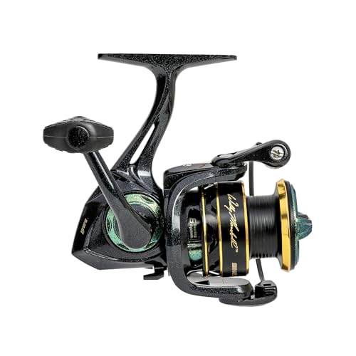 Lew’s Wally Marshall Signature Series Spinning Fishing Reel, 5+1 Bearings, Graphite Frame and Rotor, Interchangeable Retrieve, Green/Gold - size: 100 (Clam Packaging)