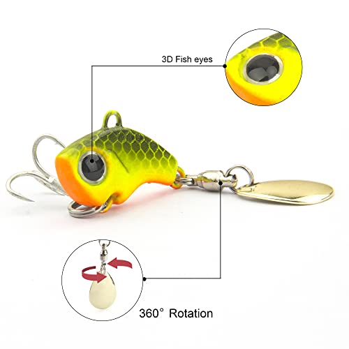 Fishing Lures VIB Tail Spinners Bait Metal Sinking Lures Fishing Jigs Blade Baits Bass Crankbait Fishing Spinner Blade for Bass Fishing Lure Kit with Tackle Box