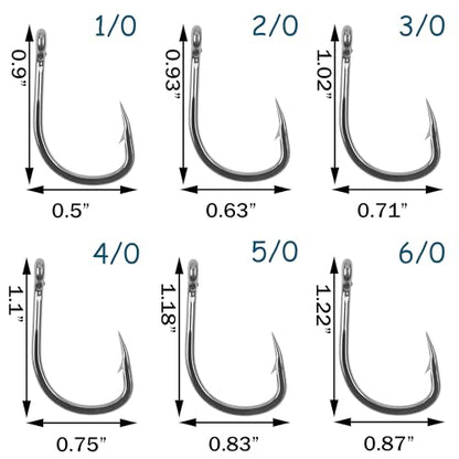 Fishing Hooks Live Bait Hooks Saltwater Circle Hooks Stainless Steel Fishing Hooks 2X Strong Circle Hooks Assist Hooks Bait Fishing Hooks for Ocean Saltwater Freshwater Fishing Size: 1/0-10/0 - size: 30 Pcs, 1/0