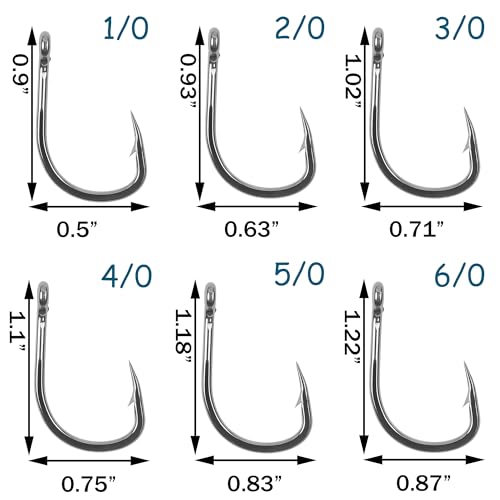 Fishing Hooks Live Bait Hooks Saltwater Circle Hooks Stainless Steel Fishing Hooks 2X Strong Circle Hooks Assist Hooks Bait Fishing Hooks for Ocean Saltwater Freshwater Fishing Size: 1/0-10/0 - size: 30 Pcs, 4/0