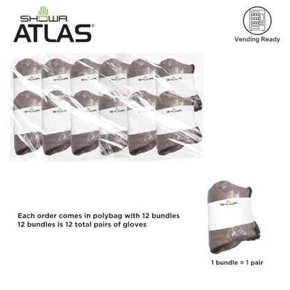 SHOWA Atlas 620 Double-Dipped PVC Chemical Resistant Gloves, Rough Finish Grip, Seamless Cotton Liner - size: Medium, style: Vending 12-pack
