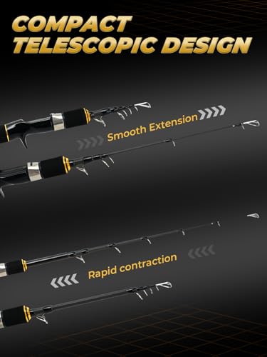 Jenseits 7FT Fishing Rod, 24T Carbon Fiber Telescopic & 4-Piece Travel Rod, Spin and Cast Options, Stainless Steel Guides with Ceramic Inserts, for Bass, Trout, Catfish, Freshwater & Inshore Fishing - size: Cast-7ft-Medium-Fast